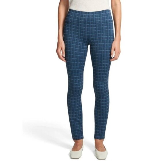 Theory Blue Grid Print Scuba Leggings Pants - Picture 4 of 4